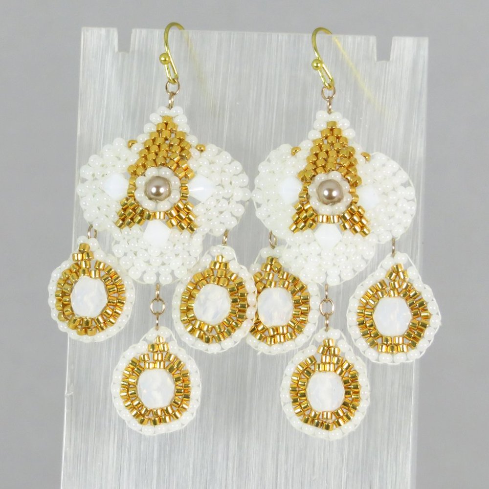 White and Gold earrings beaded